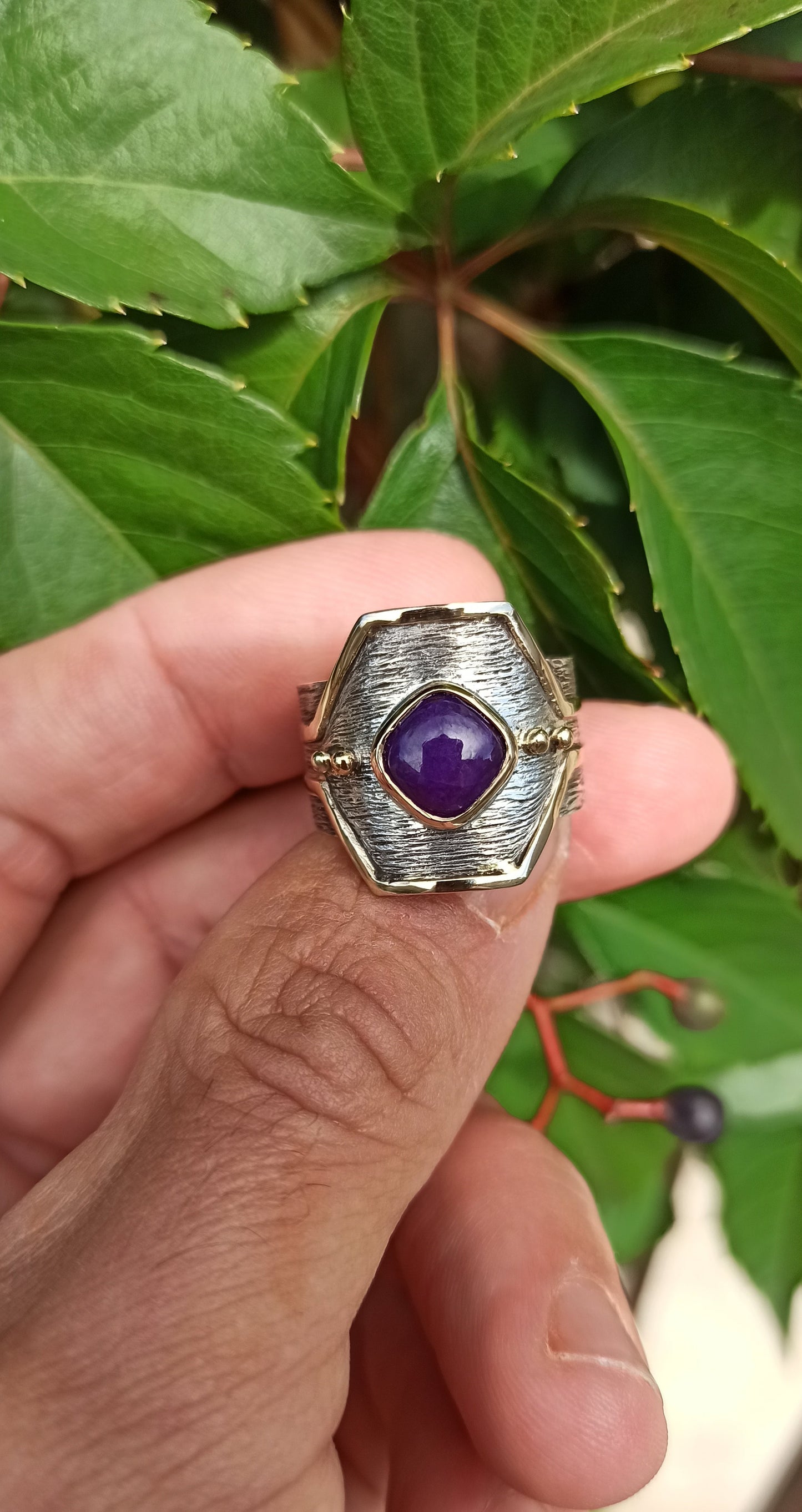 Bague Argent et Or ~ Sugilite
