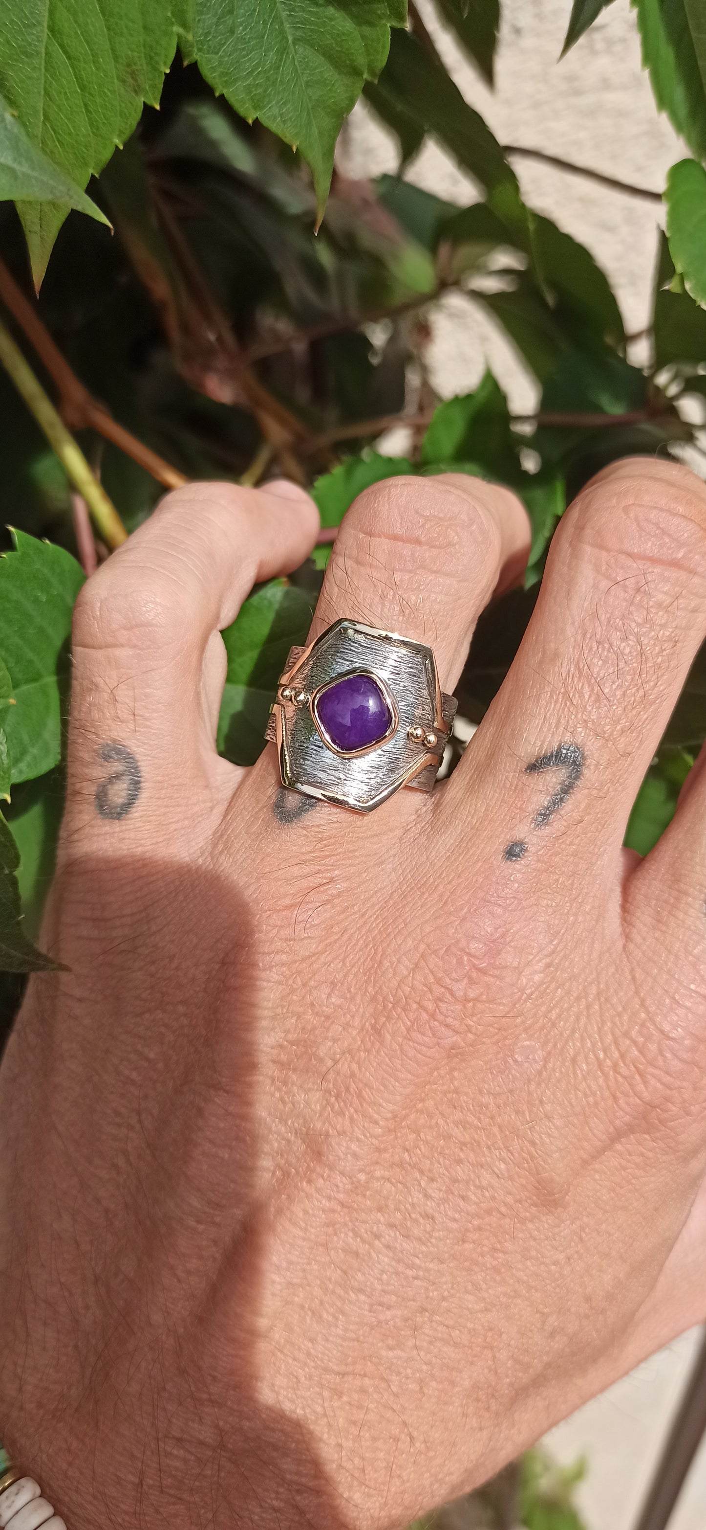 Bague Argent et Or ~ Sugilite