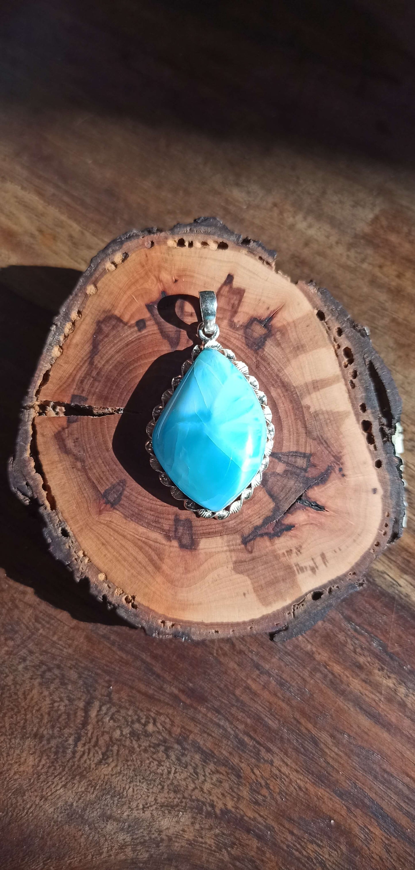 Pendentif Larimar AAA ~ Argent 925