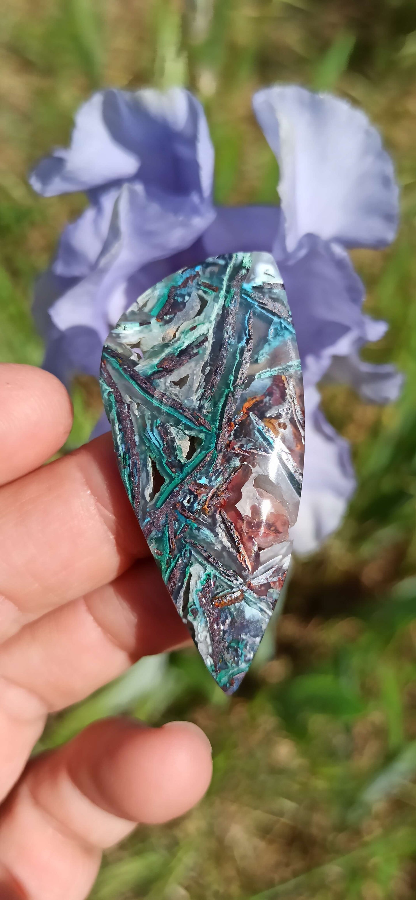 Cabochon Chrysocolle Cuivre Natif