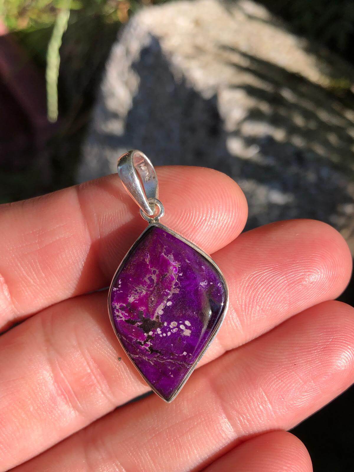 Pendentif Sugilite Feuille ~ Argent