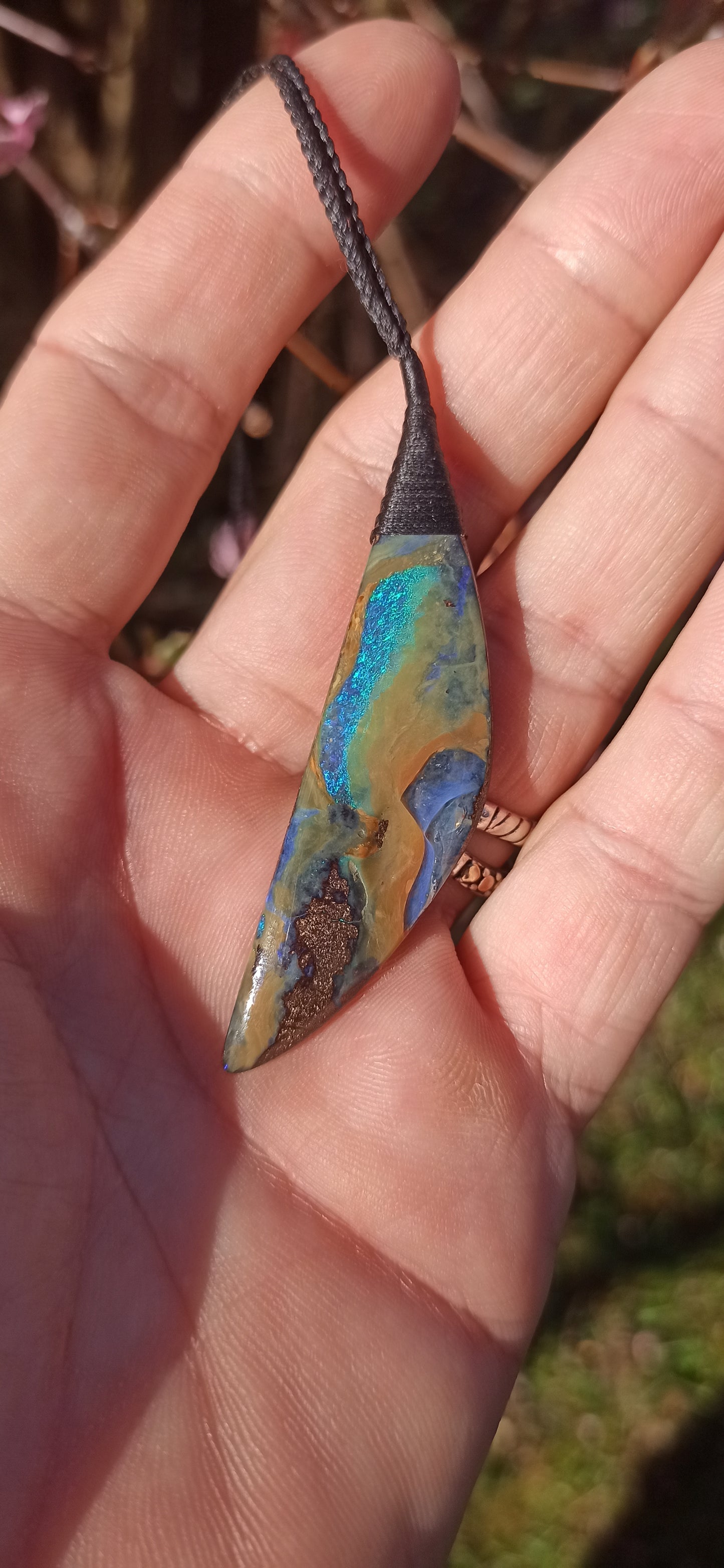 Pendentif Opale Boulder d'Australie, pièce unique