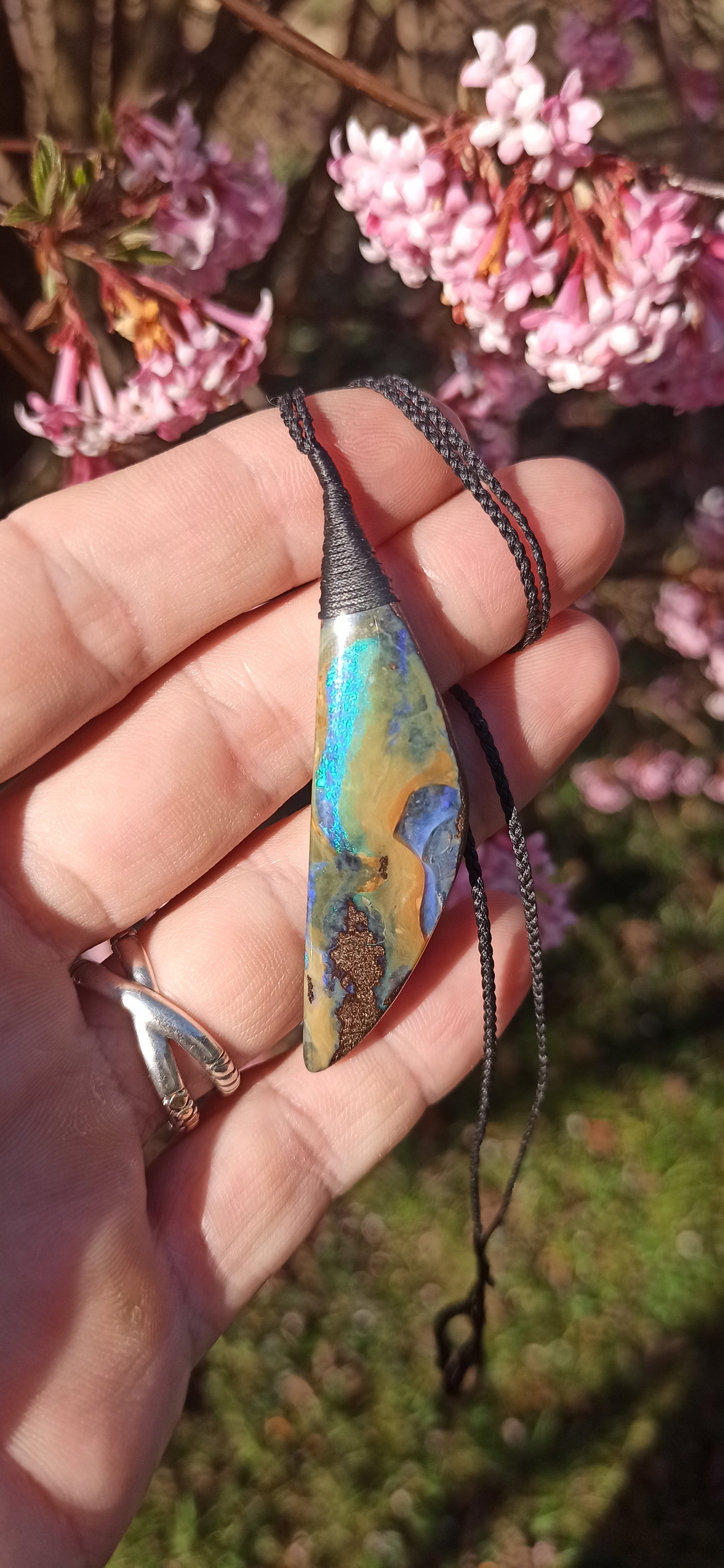Pendentif Opale Boulder d'Australie, pièce unique