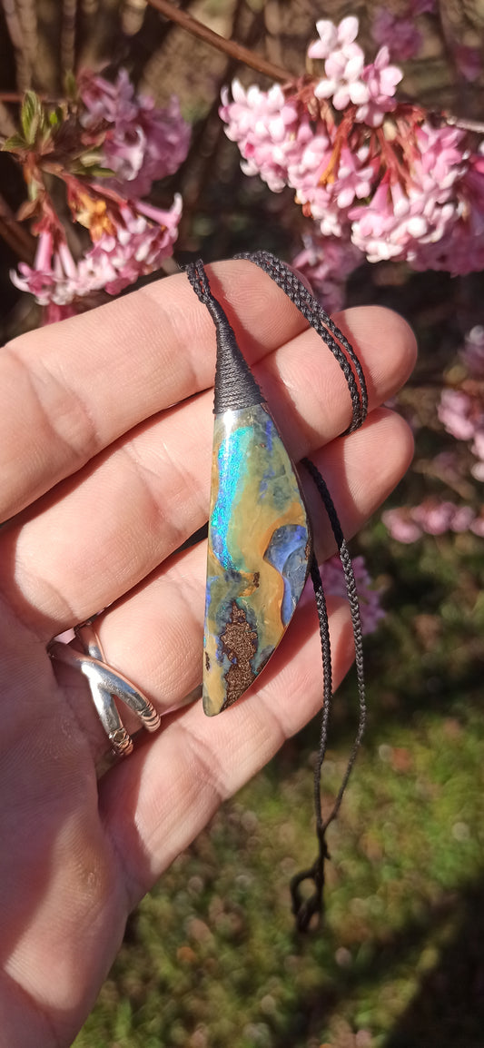 Pendentif Opale Boulder d'Australie, pièce unique