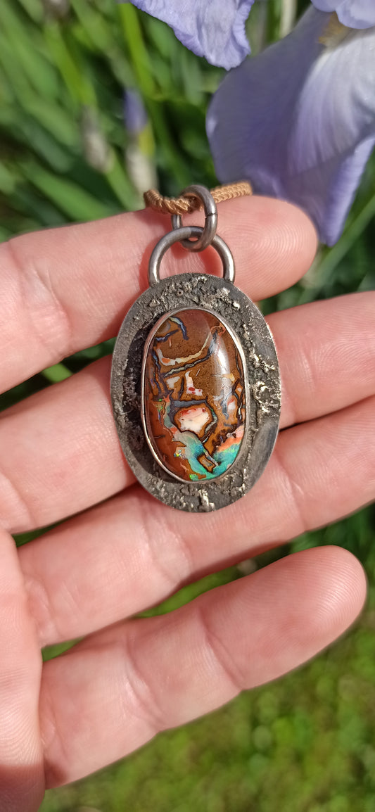 Pendentif Argent ~ Unique Opale Yowah Australie