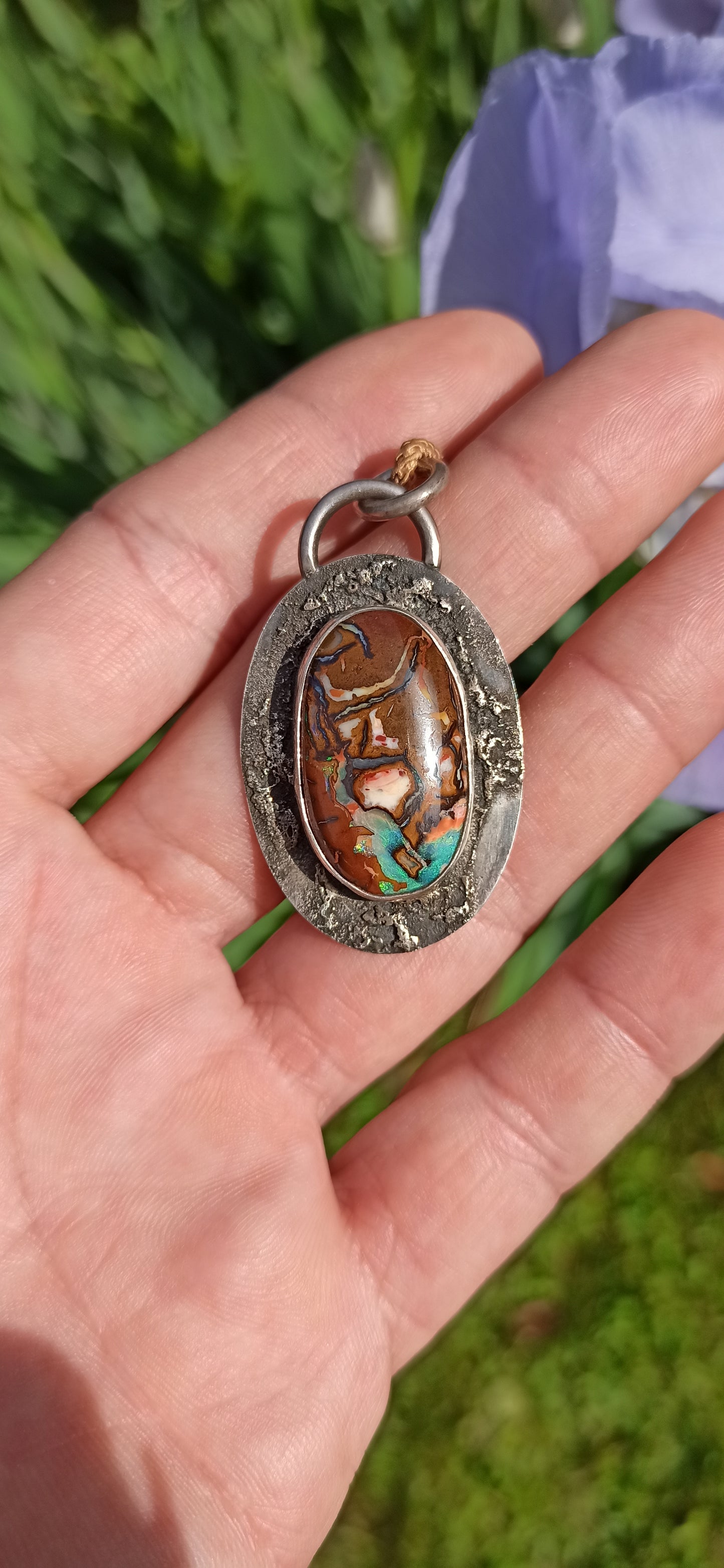 Pendentif Argent ~ Unique Opale Yowah Australie