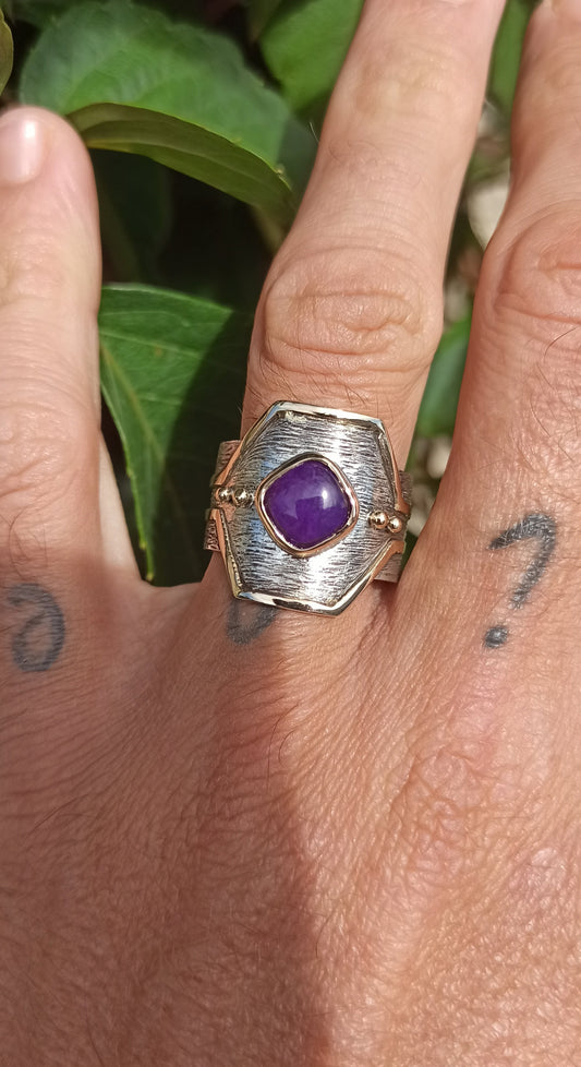 Bague Argent et Or ~ Sugilite