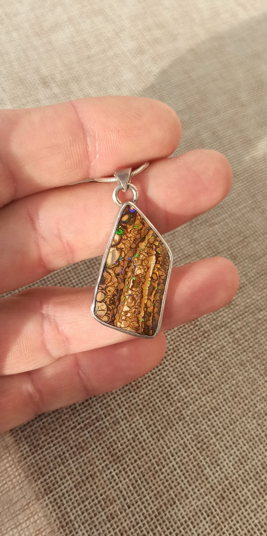 Pendentif Argent ~ Opale Yowah Australie