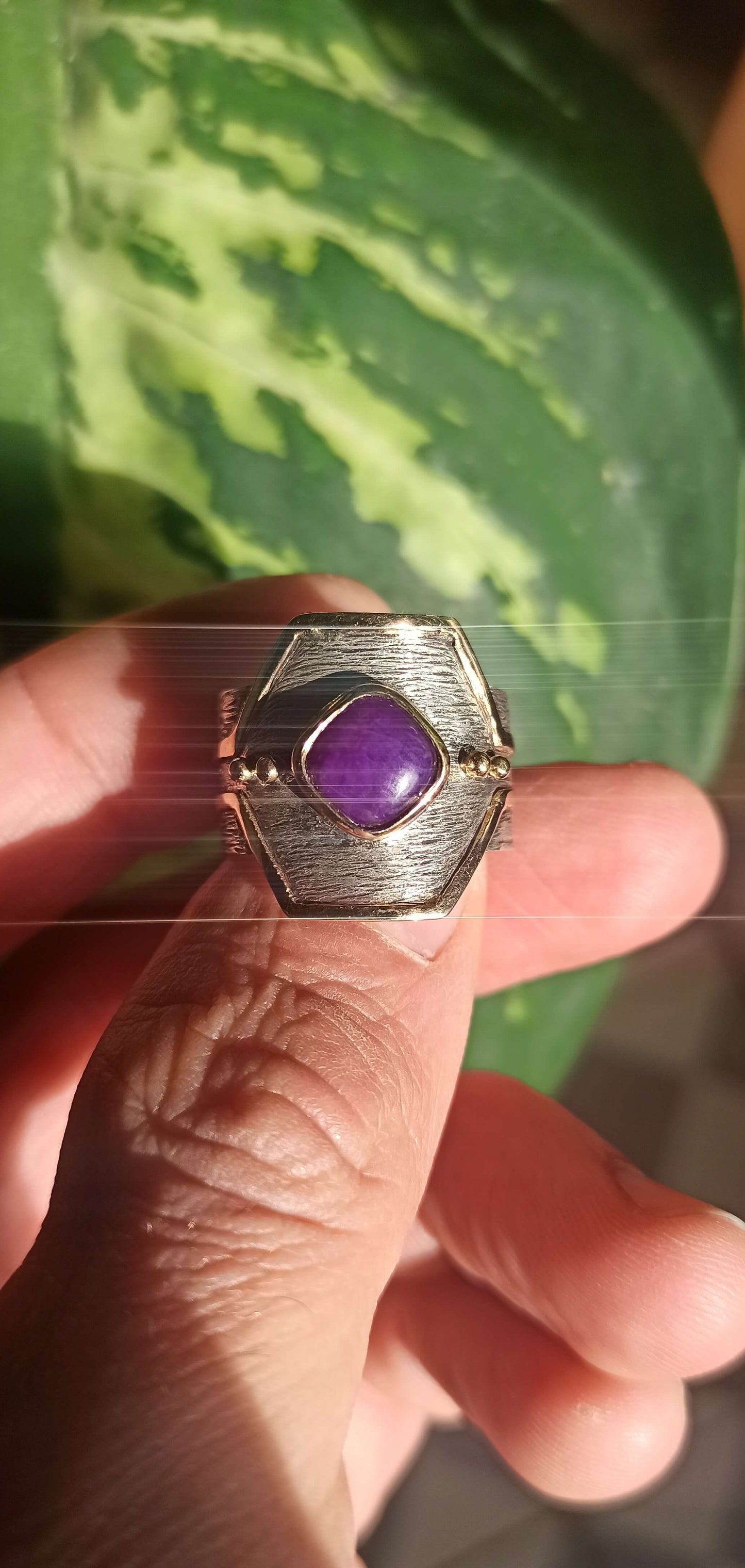 Bague Argent et Or ~ Sugilite