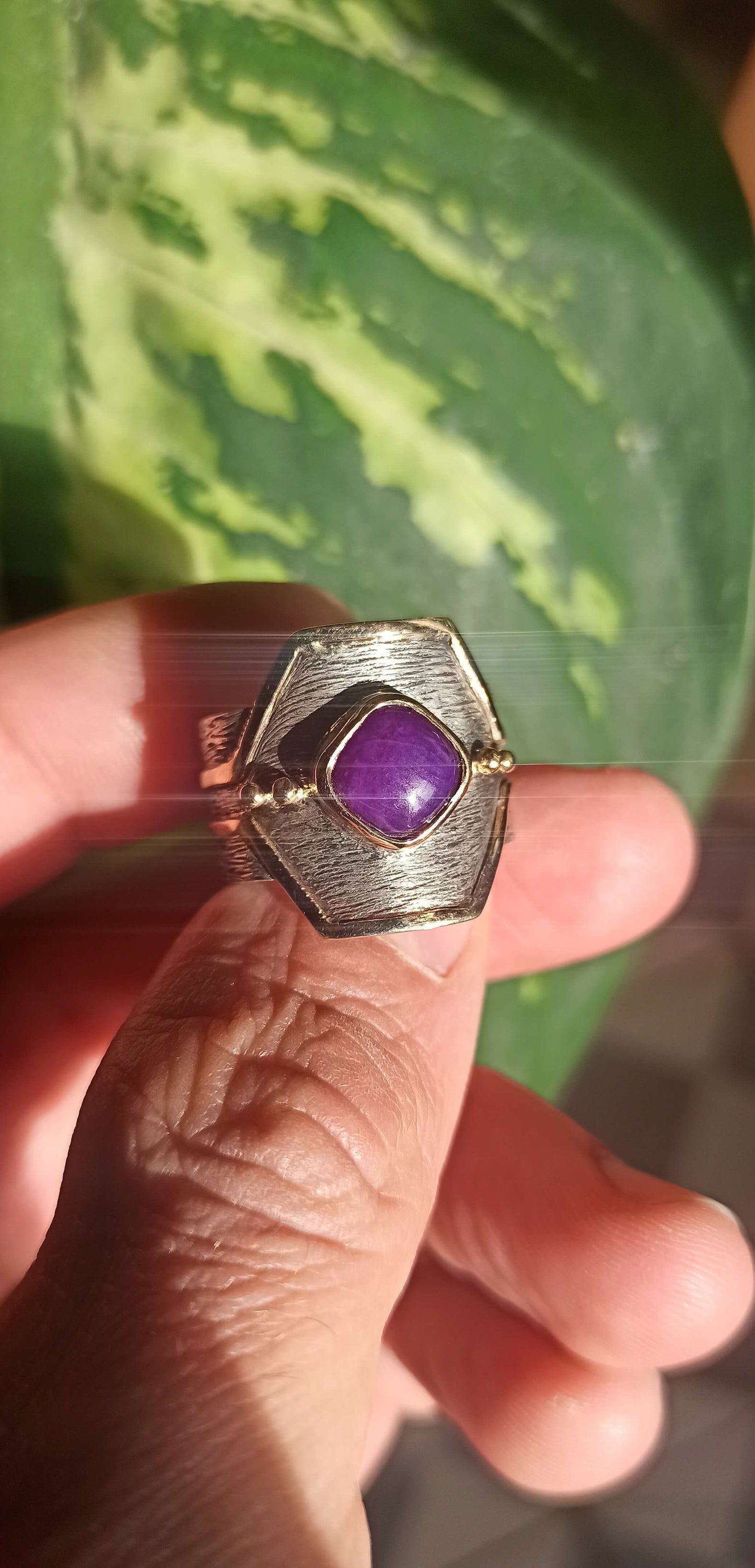 Bague Argent et Or ~ Sugilite