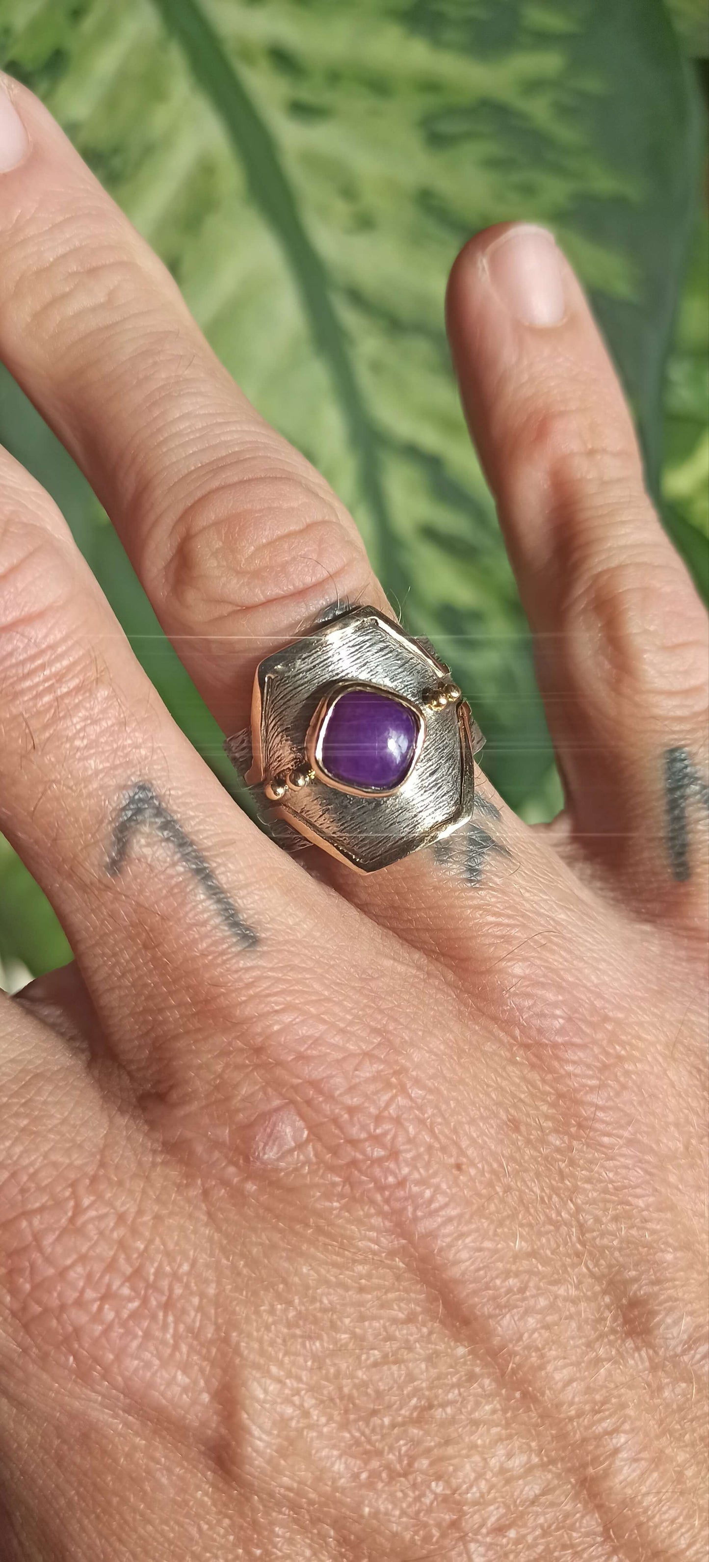 Bague Argent et Or ~ Sugilite