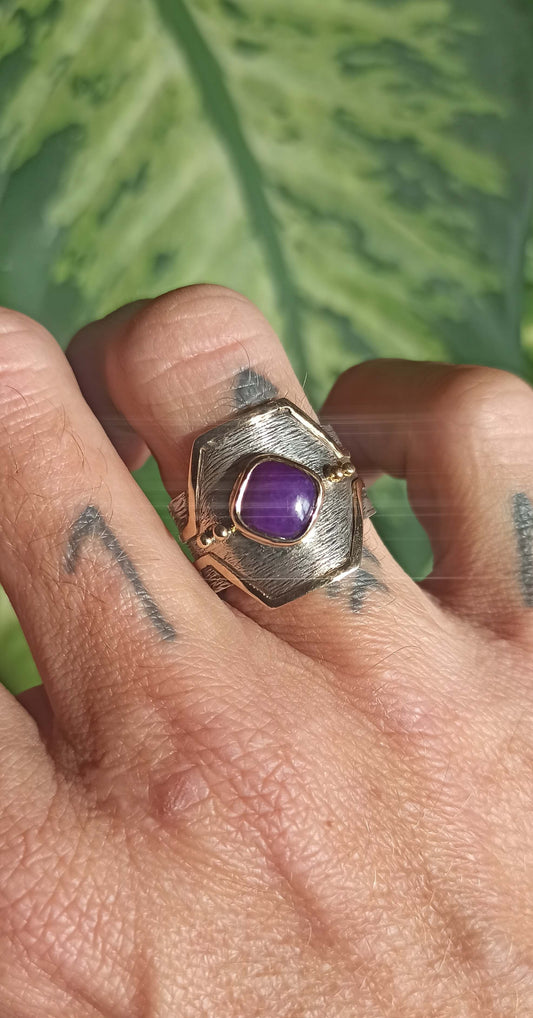 Bague Argent et Or ~ Sugilite