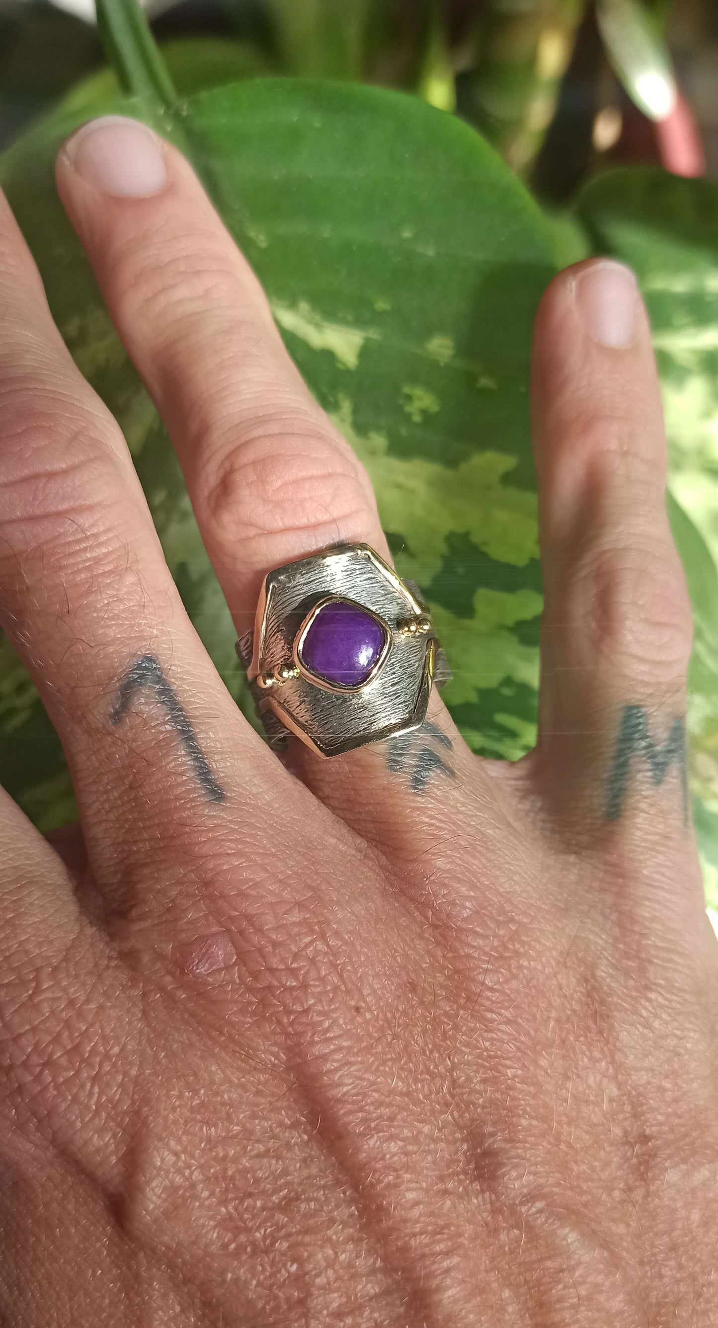 Bague Argent et Or ~ Sugilite