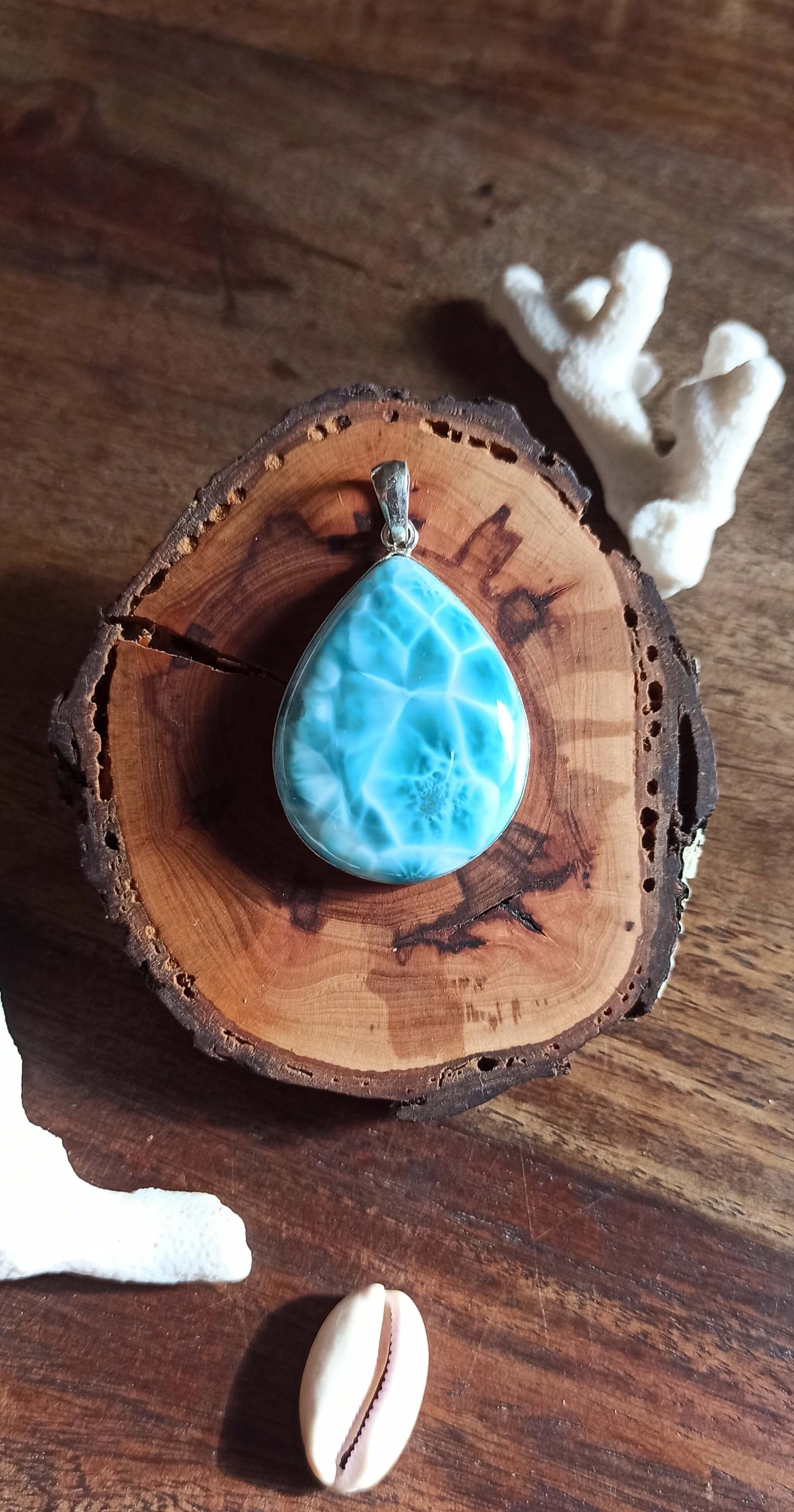 Pendentif Larimar AAA ~ Argent 925