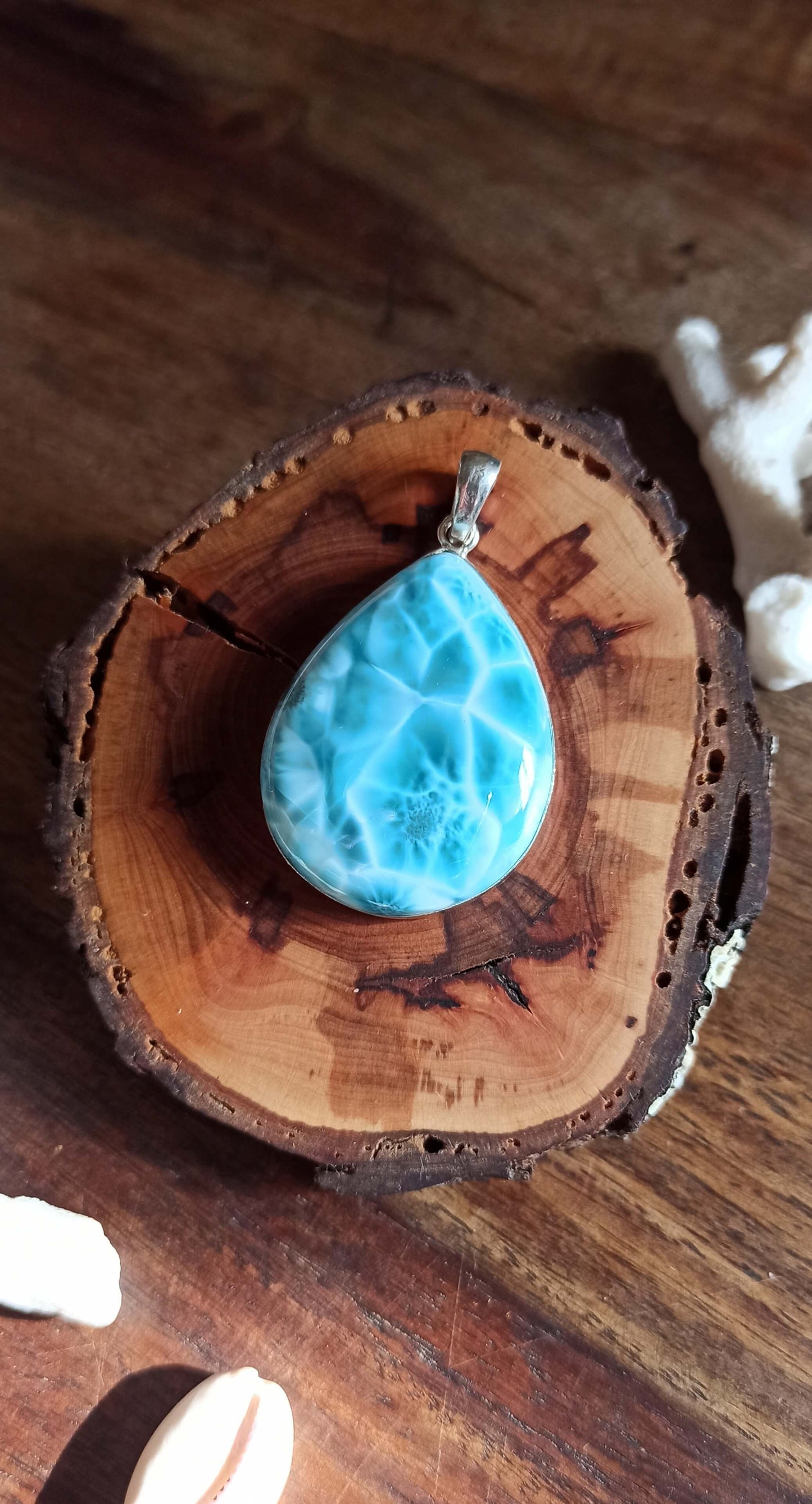 Pendentif Larimar AAA ~ Argent 925
