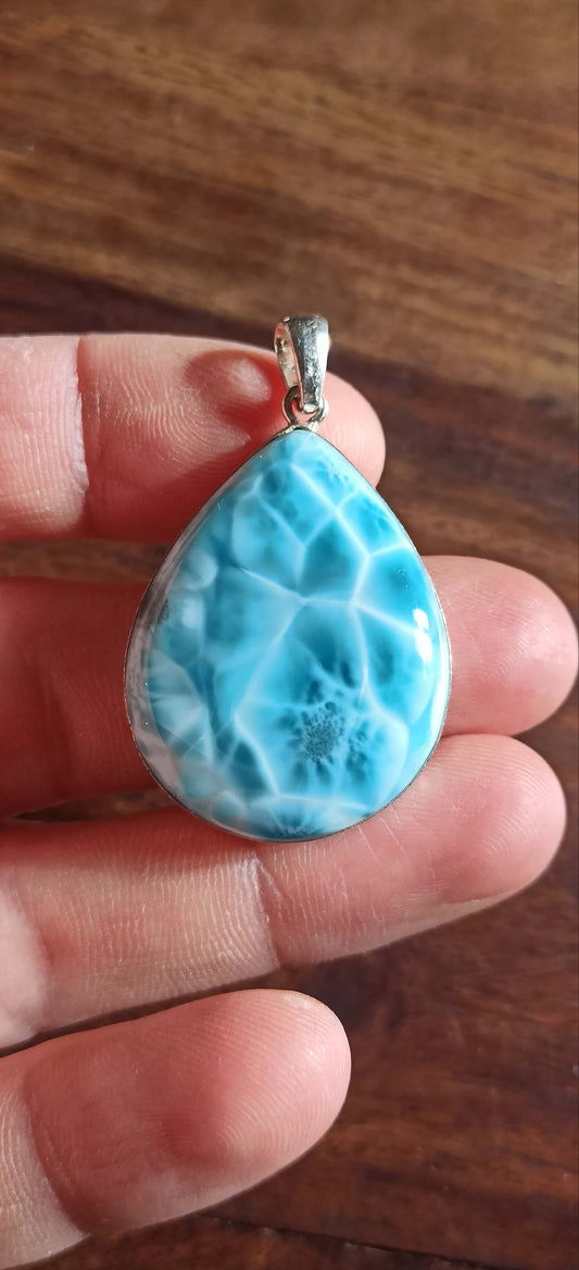 Pendentif Larimar AAA ~ Argent 925