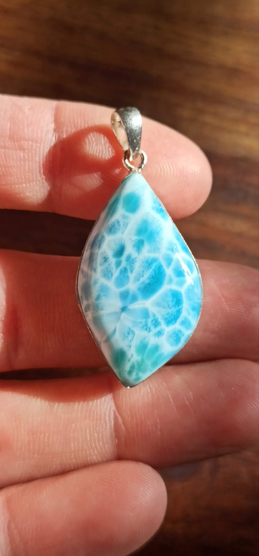 Pendentif Larimar AAA ~ Argent 925
