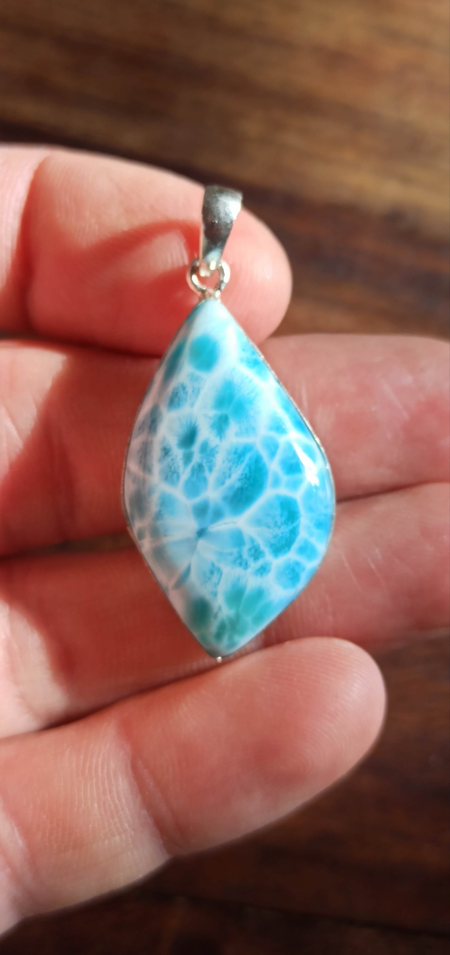 Pendentif Larimar AAA ~ Argent 925
