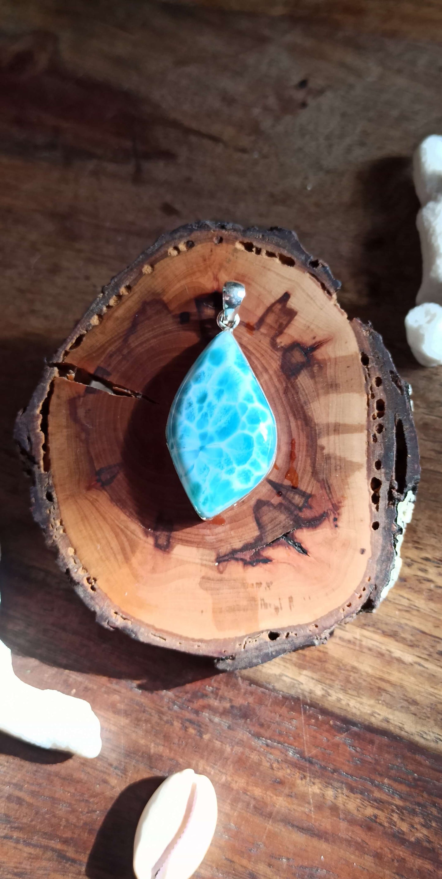Pendentif Larimar AAA ~ Argent 925
