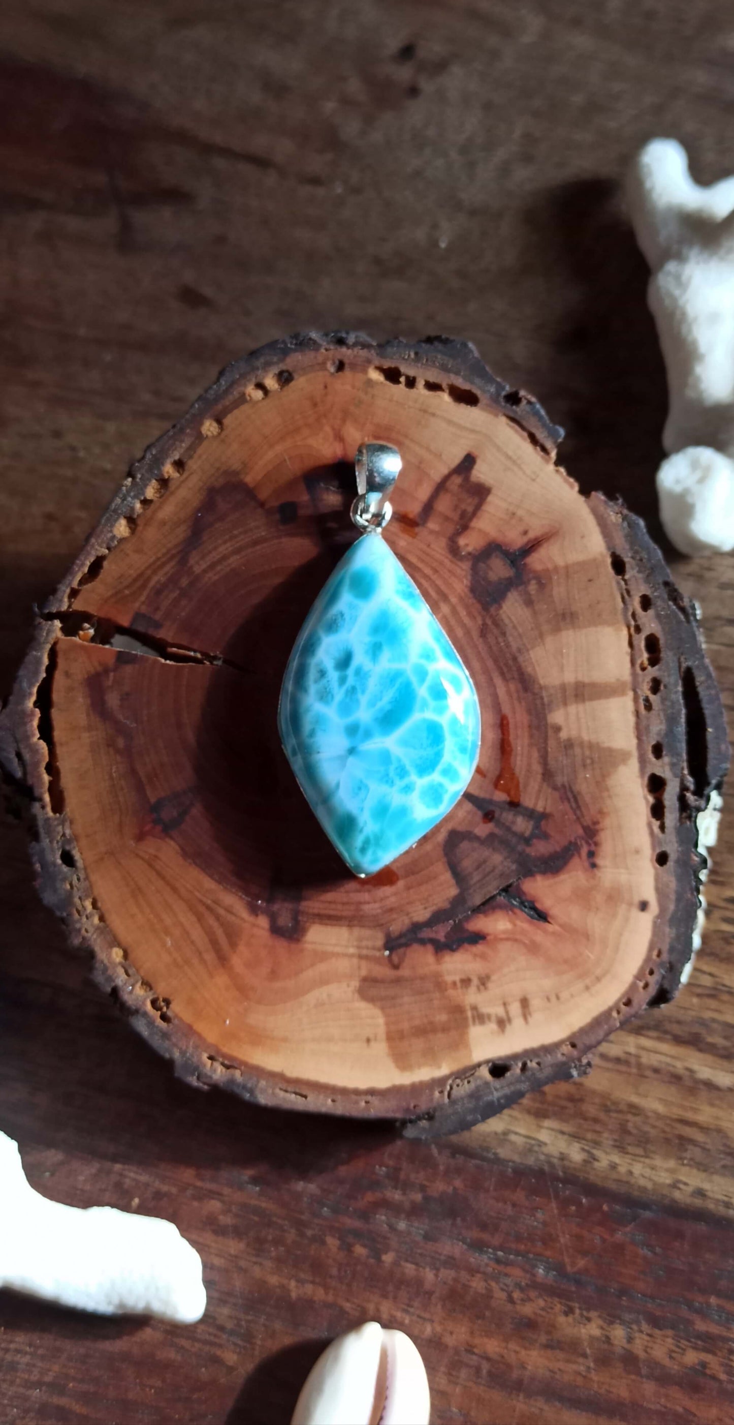 Pendentif Larimar AAA ~ Argent 925