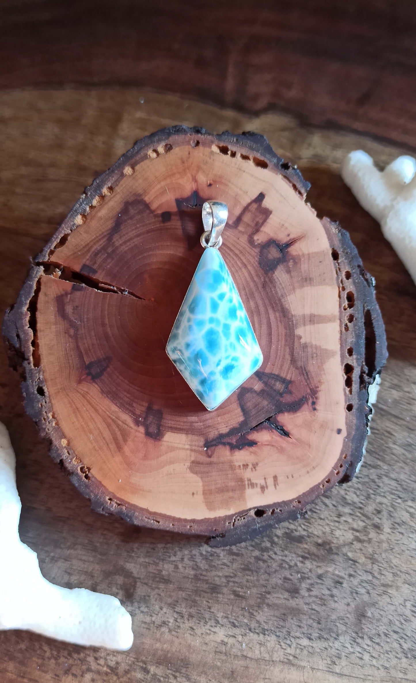 Pendentif Larimar AAA ~ Argent 925