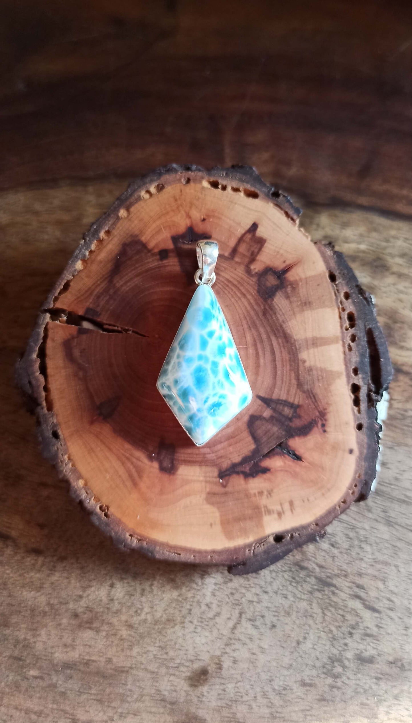 Pendentif Larimar AAA ~ Argent 925
