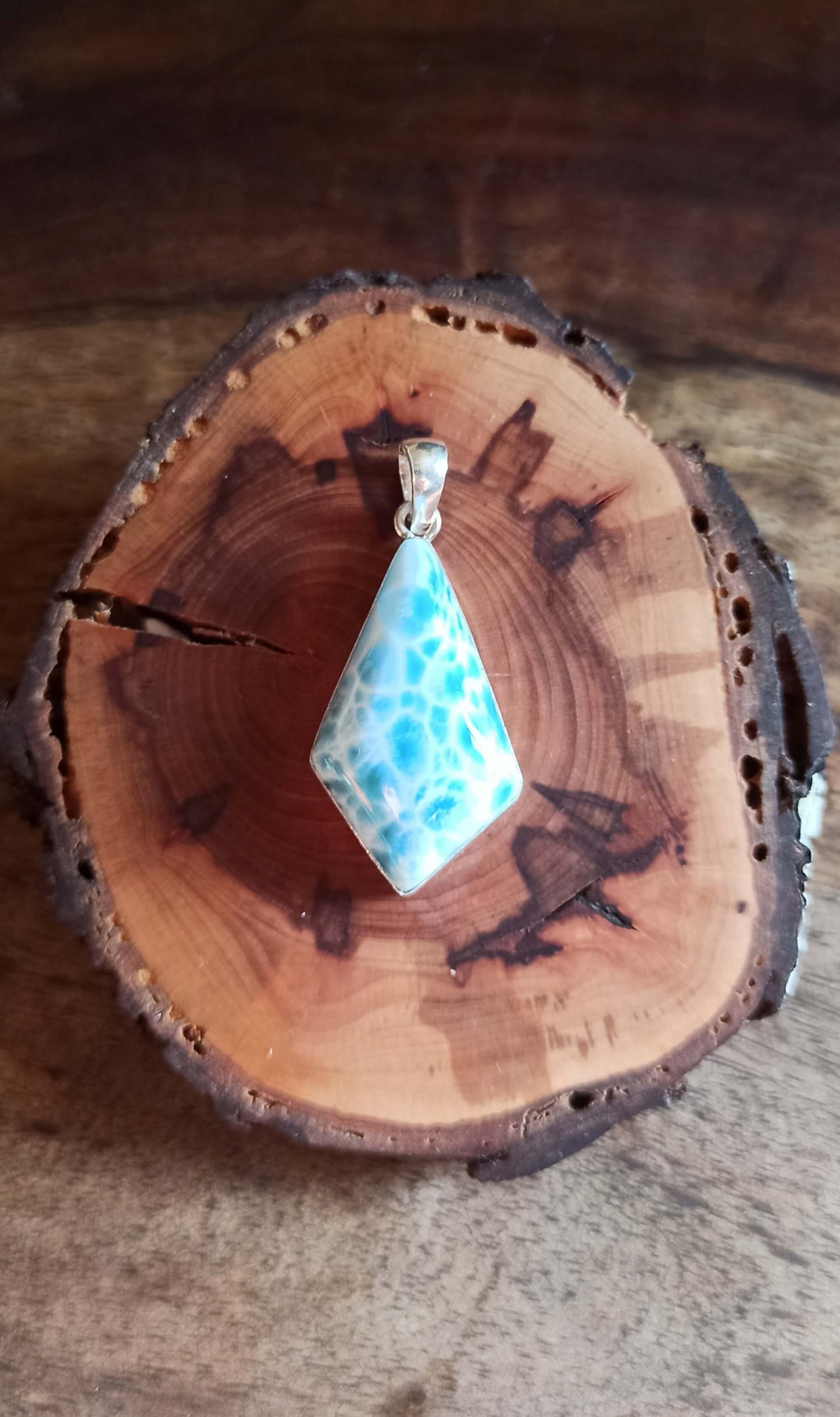 Pendentif Larimar AAA ~ Argent 925