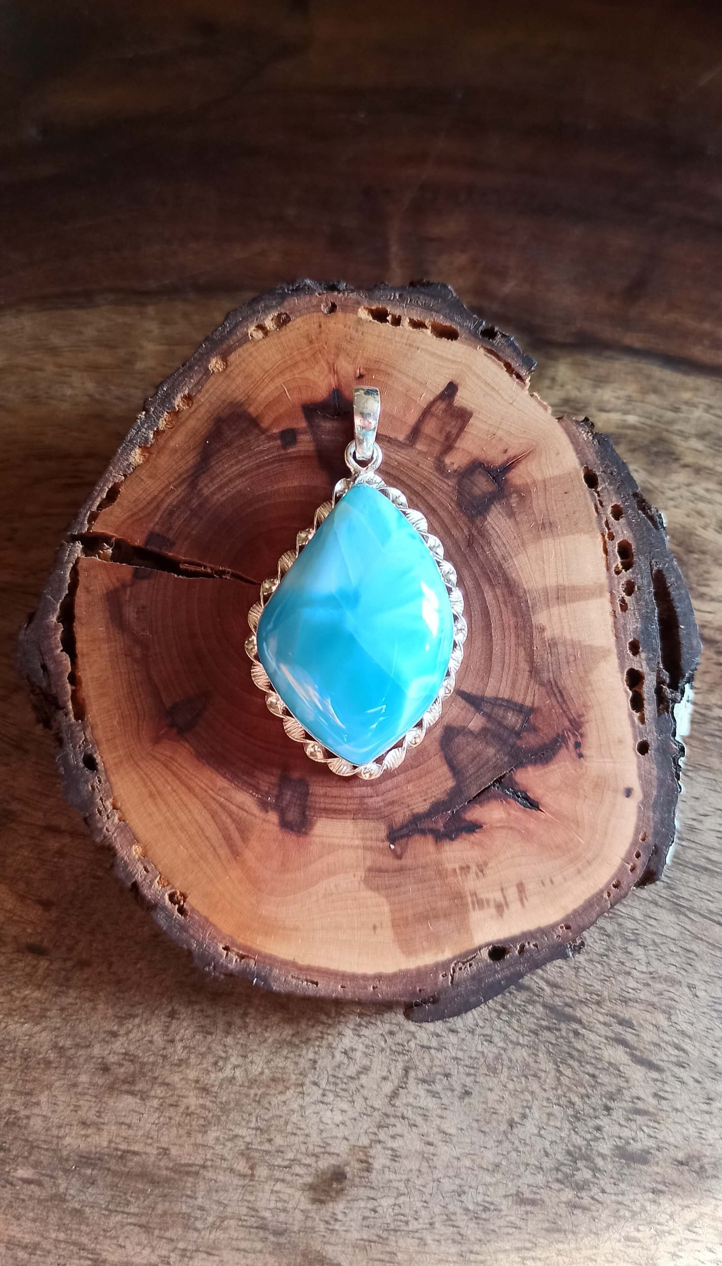 Pendentif Larimar AAA ~ Argent 925