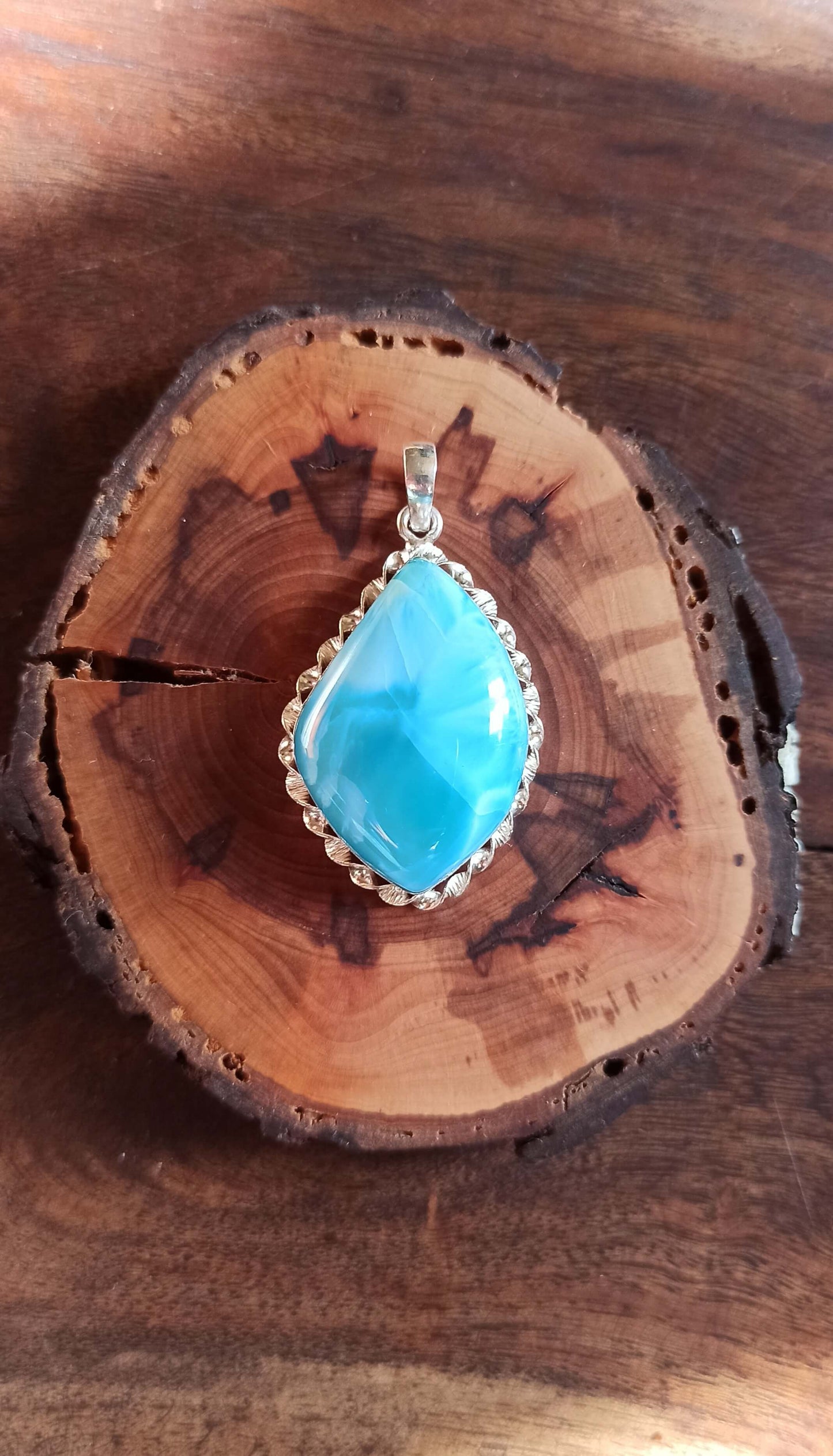 Pendentif Larimar AAA ~ Argent 925