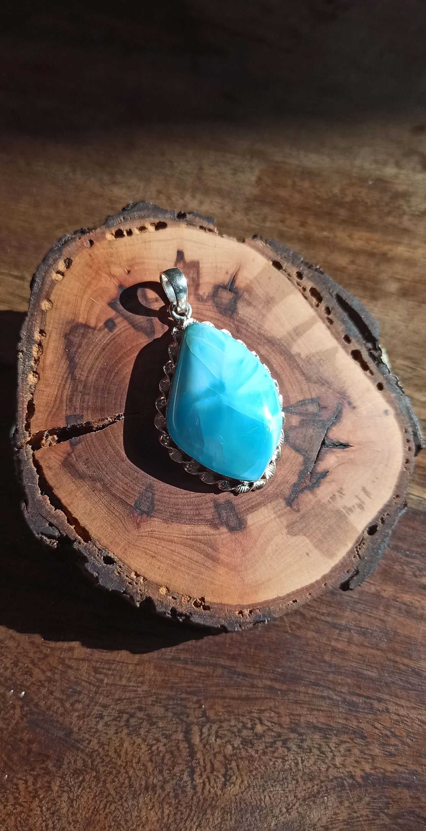 Pendentif Larimar AAA ~ Argent 925