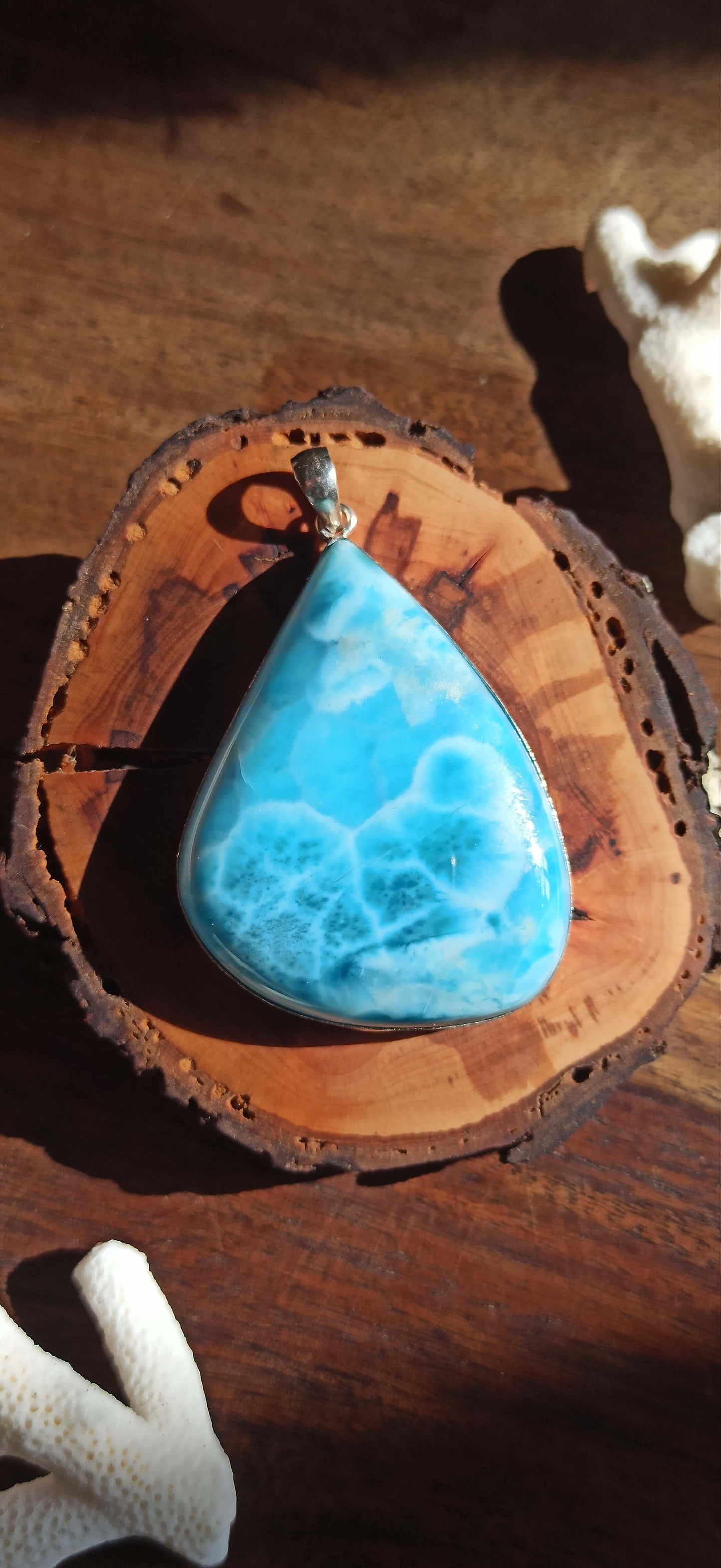 Pendentif "Baleine" Larimar ~ Argent