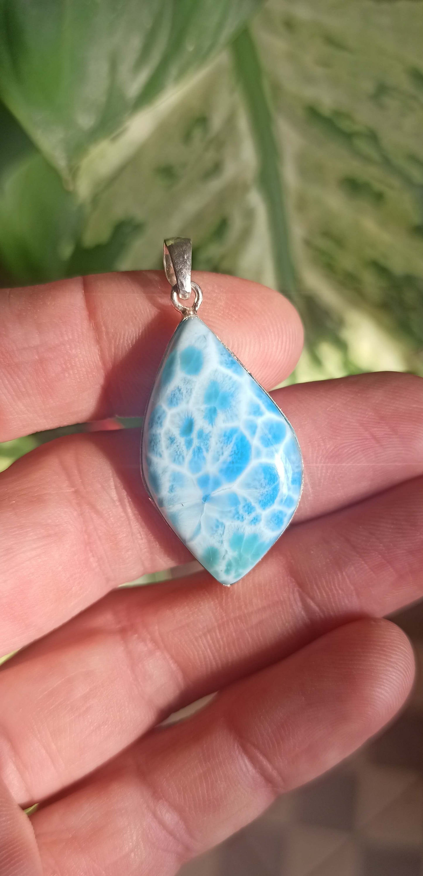 Pendentif Larimar AAA ~ Argent 925