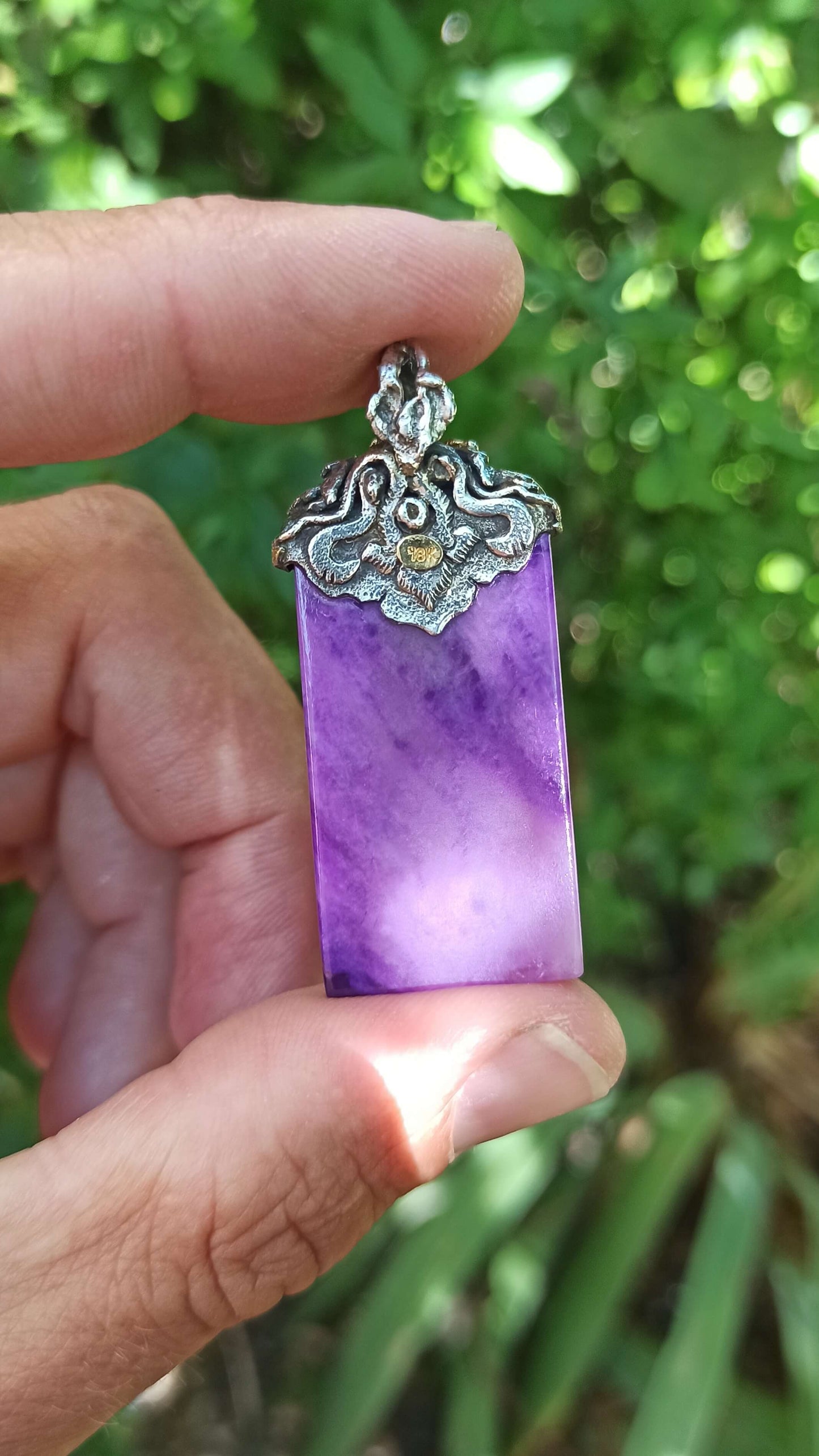 Pendentif Sugilite Gel ~ Argent & Or 18cts ✨