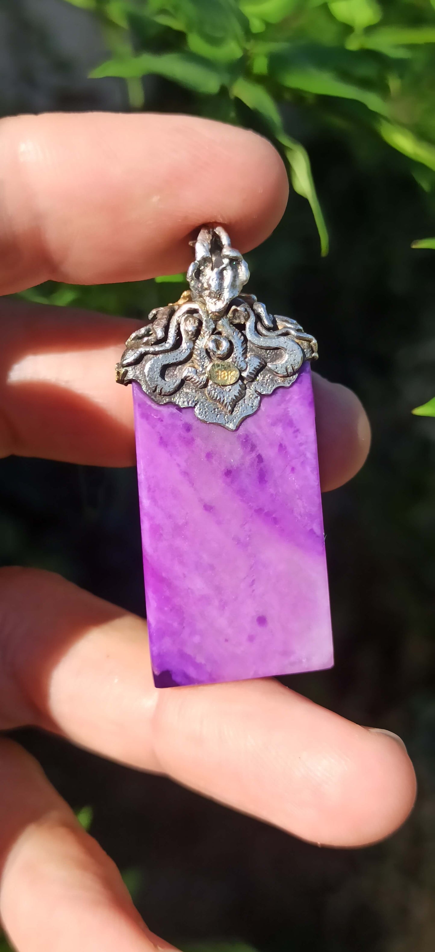 Pendentif Sugilite Gel ~ Argent & Or 18cts ✨