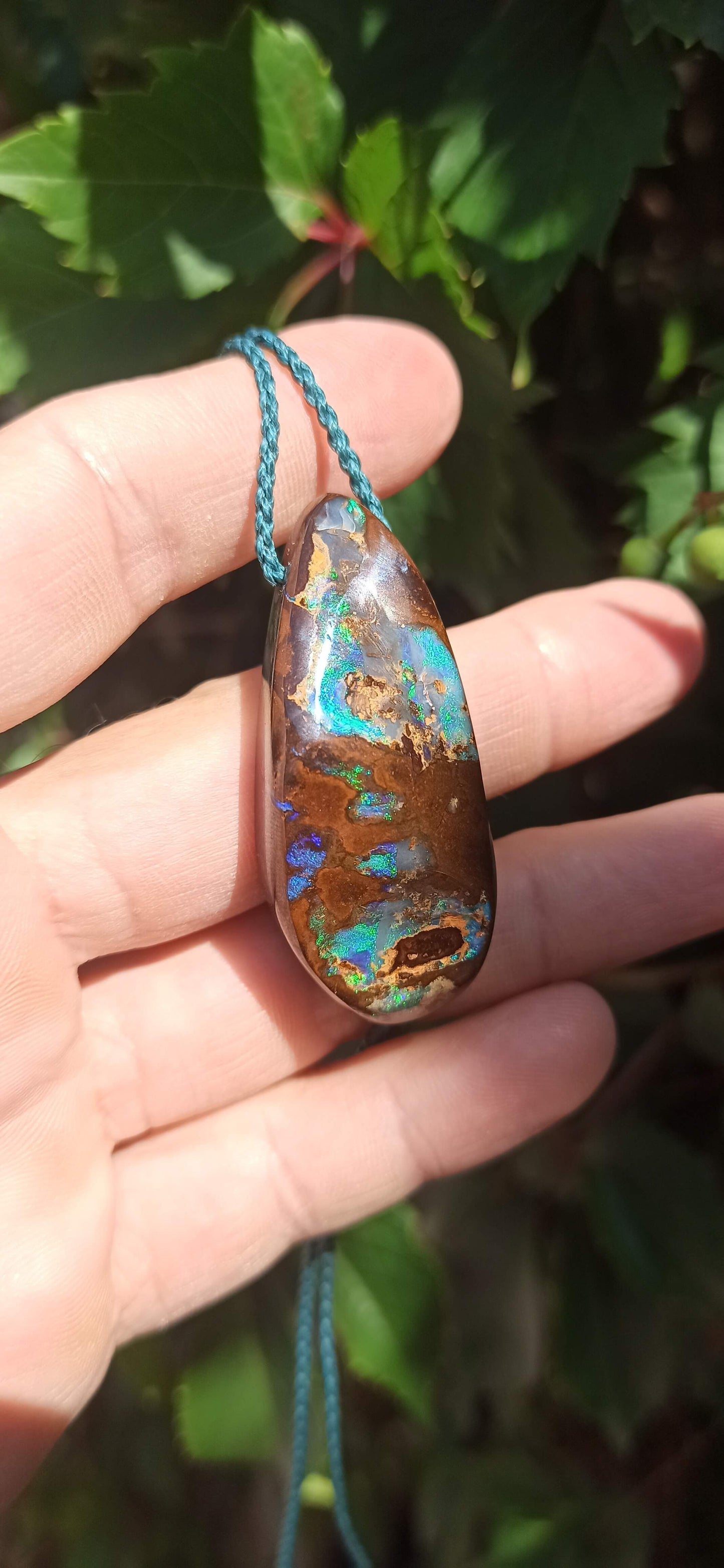 Pendentif Opale Boulder d'Australie, pièce unique