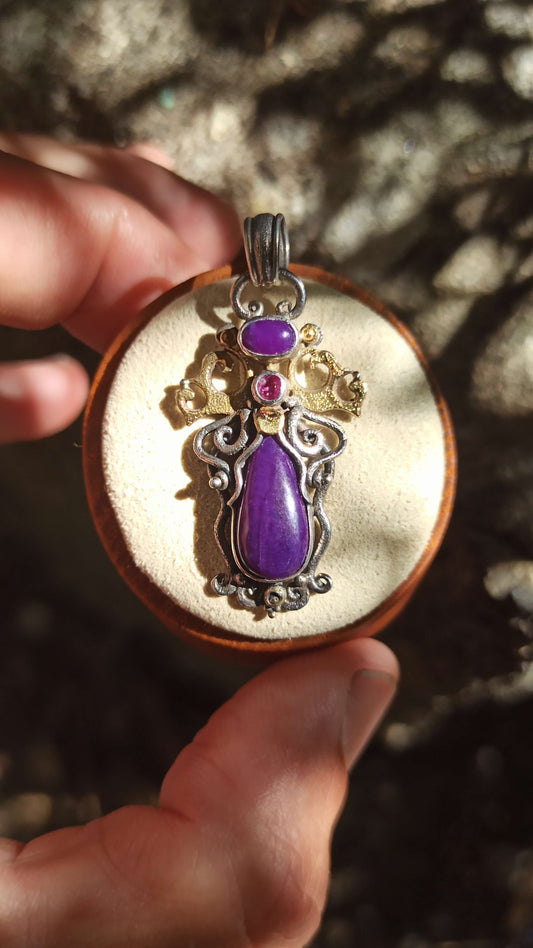 Pendentif Sugilite Gel & Rubis 😍